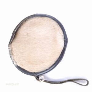 ❤️ Vintage Stylish Black and Cream Circular Seal Skin Wallet with Wrist Strap